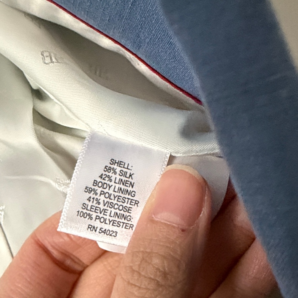 Banana Republic Silk Linen Blend Blue Single-Button Blazer - Picture 3 of 5